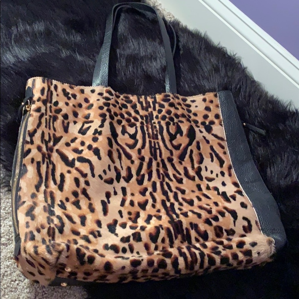 Leopard Leather large tote bag